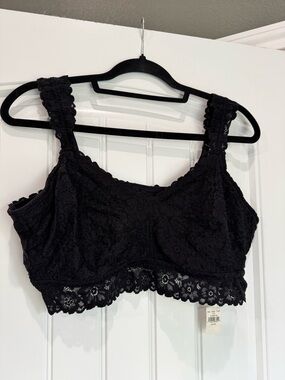 Aerie Real Me Lace Bralette XXL Black Soft Stretch Lace NWT